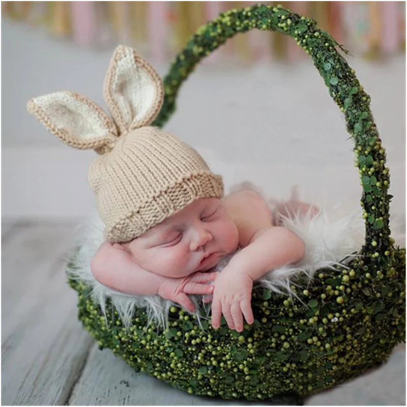 Реквизит для фотосъемки новорожденных Детский костюм кролика вязанная крючком