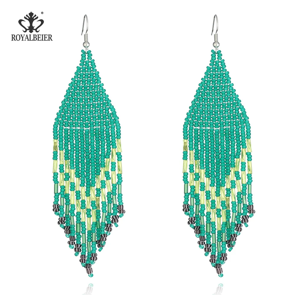 

Royalbeier Vintage Long Tassel Earrings For Women Boho Handmade Statement Beads Earrings Fashion Summer Jewelry