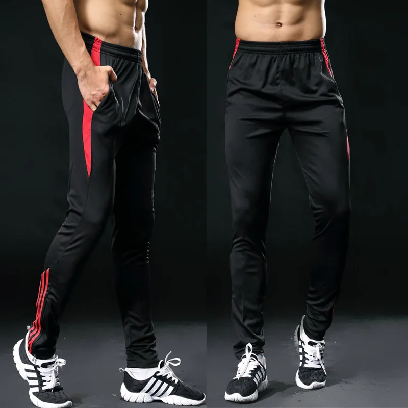Мужские спортивные штаны для бега на молнии футбольные тренировочные длинные
