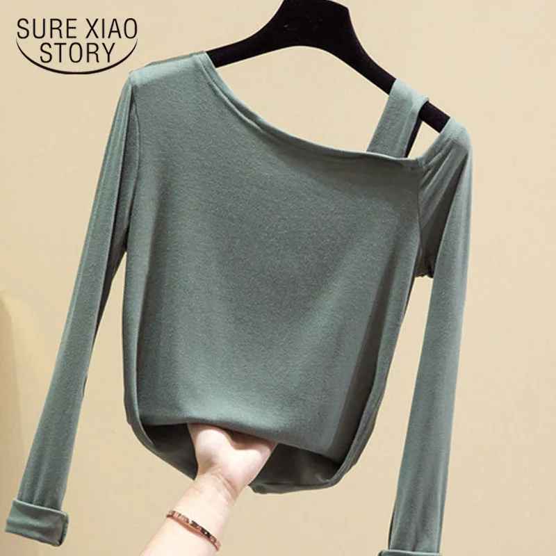 

Cotton Tshirt 2021 Autumn Harajuku Korean T-shirt Women Slim Bottoming Clothes Office Lady Long Sleeve Shirt Women 10485