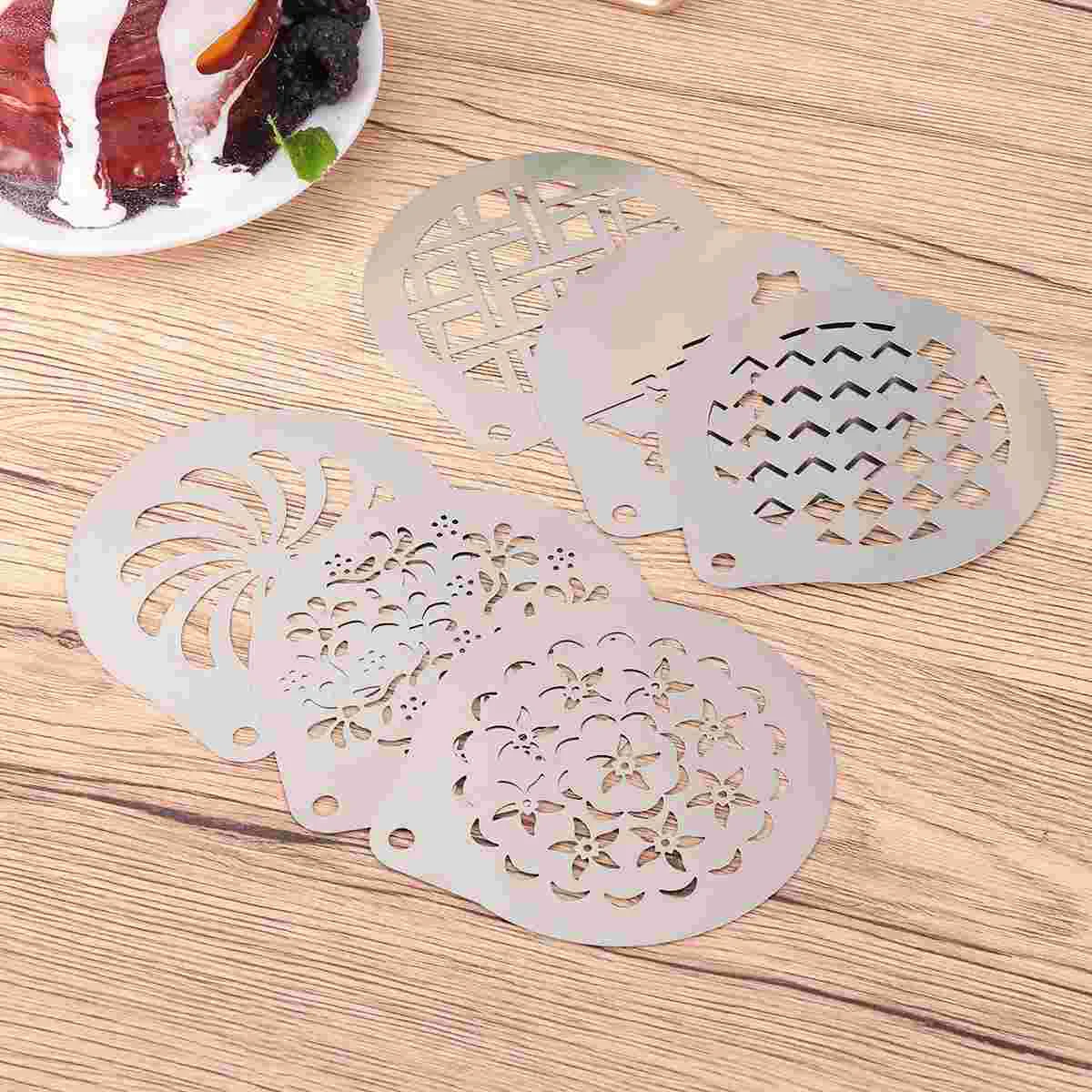 

1 Set of 6pcs Coffee Stencils Stainless Steel DIY Cappuccino Latte Art Template Printing Model (Assorted Style 1)