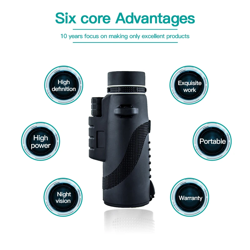 

New 1pcs Professional 40X60 Zoom Optical HD Lens Monocular Telescope+ Tripod+ Clip For Smart Phone US Mobile Phone Accessories