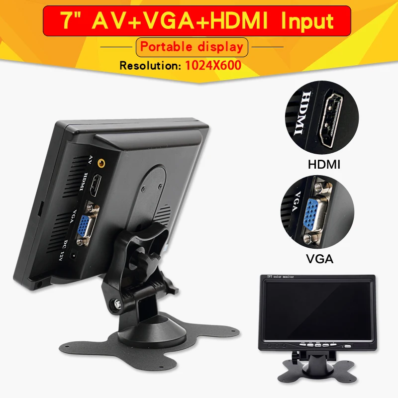 Портативный 7-дюймовый дисплей 1024x60 IPS-экран AV-камера монитор инженерного