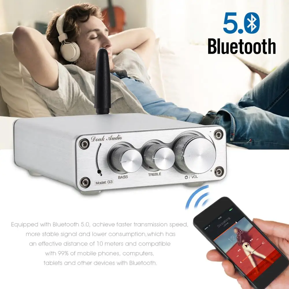 Цифровой мини-усилитель Douk Audio G3 Bluetooth 5 0 TPA3116 Hi-Fi 2 каналов стерео аудиоусилитель с