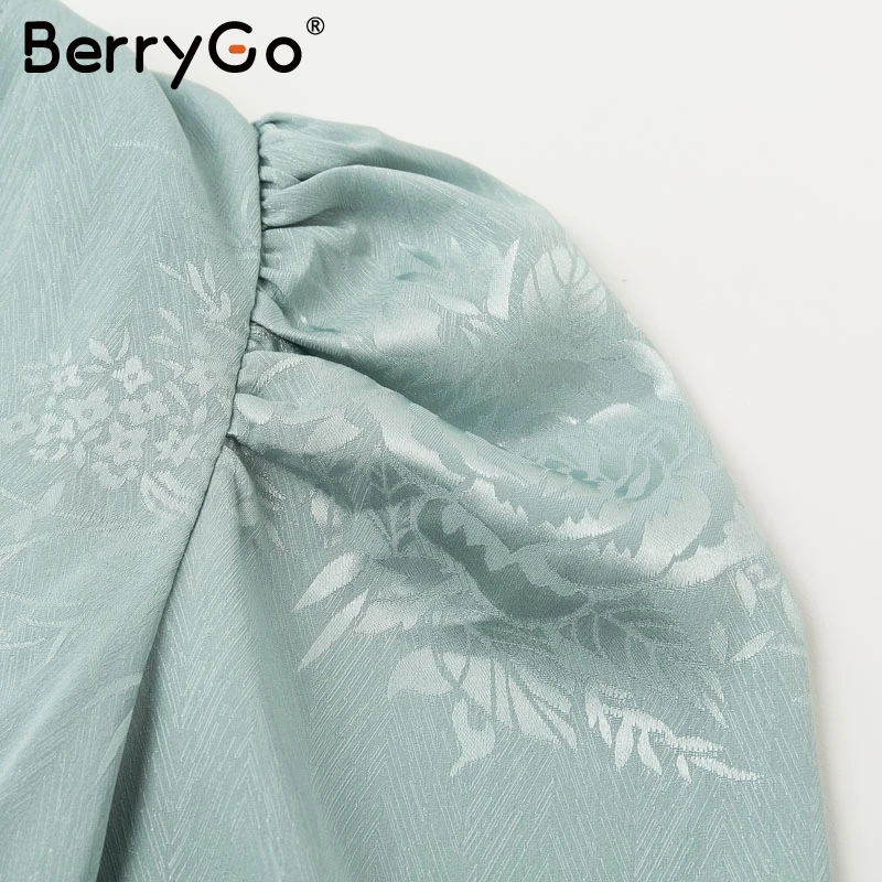 BerryGo сексуальное платье с v-образным вырезом женское длинным рукавом цветочный