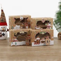 12pcs kraft paper portable christmas gift box party favor holders goody candy box cookie boxes for home party christmas navidad