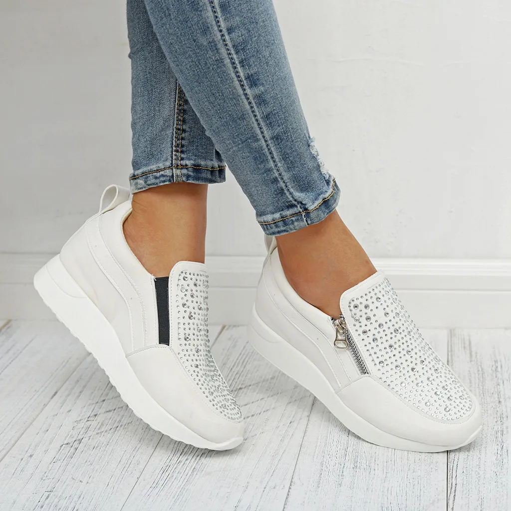 Новинка Массивные кроссовки Женские лоферы на плоской подошве Обувь молнии из