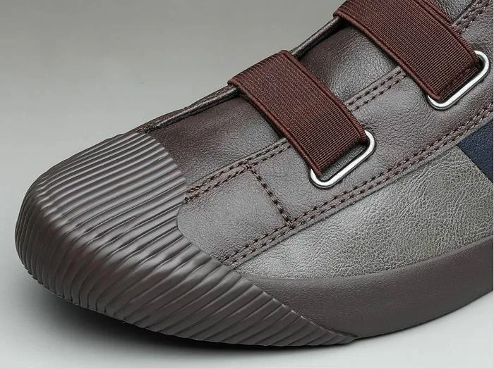 

PU Men Leather Shoes High Top Sneakers Mix-color Leather Casual Shoes Men's Loafers Fashion Designer Luxury Mocassin