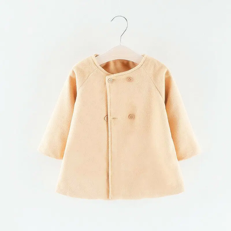 

Coat Long Woolen Coat Toddler Girls Button-up Princess Cloak Jackets Baby Autumn Winter Outwear