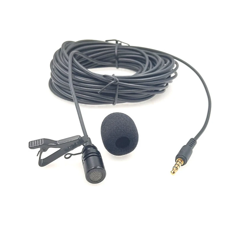 

10m Extended Cable Lavalier Microphone Outdoor Live broadcasting Microphone Collar Clip Mic for Amplifier Mobile Phone