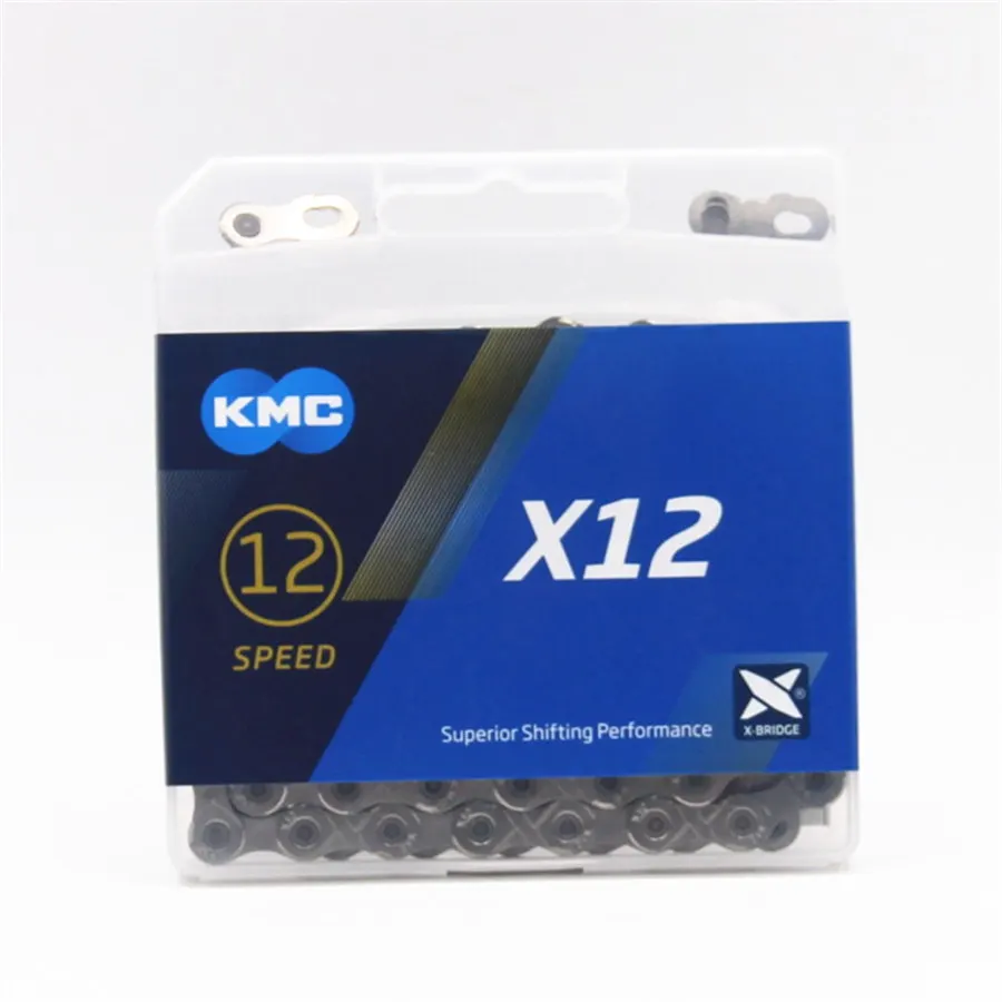Золотая цепь KMC X12, 12 Скоростей, цепь для горного велосипеда,, X12, серебро, MTB, дорожный велосипед 126л, 12 скоростей, 24 скорости, цепи KMC X12