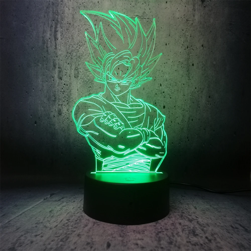 Новый Dragon Ball Angry expression Goku 3D настольная лампа Luminaria светодиодный ночник креативный