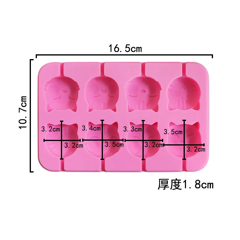 

8 hole Chocolate Hand Make DIY Silicone Halloween Expression Cat Pig Shaple lollipop mold