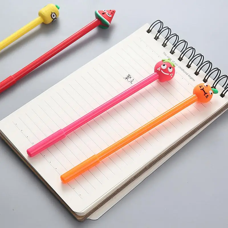 Силиконовая стираемая ручка с черными чернилами и мультяшными фруктами |