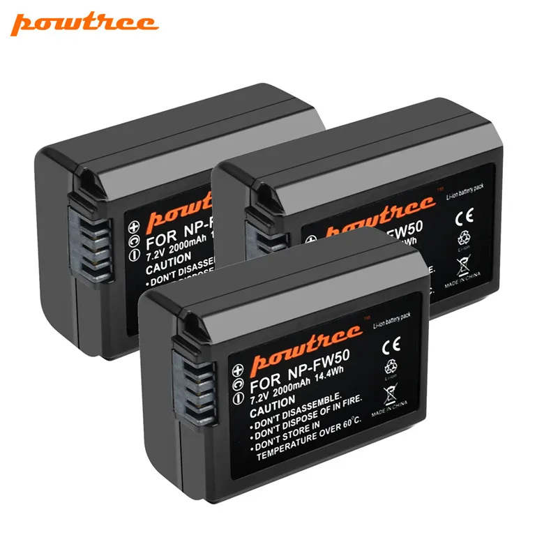 Аккумулятор Powtree 2000 мач NP FW50 AKKU + зарядное устройство с двумя USB-портами для Sony NP-FW50