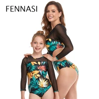 fennasi womens swimwear 2021 swimsuit parent childswimsuits family matching outfits mesh long sleeved sun protection suit