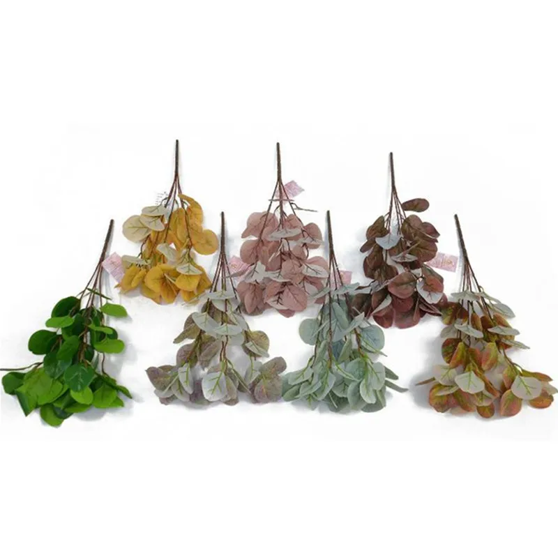 

10P поддельные эвкалипта (5 стеблей/связка) 18,11 "Длина моделирование жеруха лекарственная обои лист для дома Свадебные Декоративные искусстве...