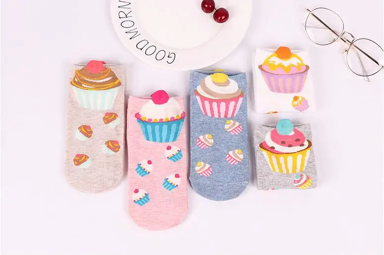10pairs/lot korean styl Women cotton socks cupcake Short Ankle Socks Cute Kawaii casual cotton cake socks