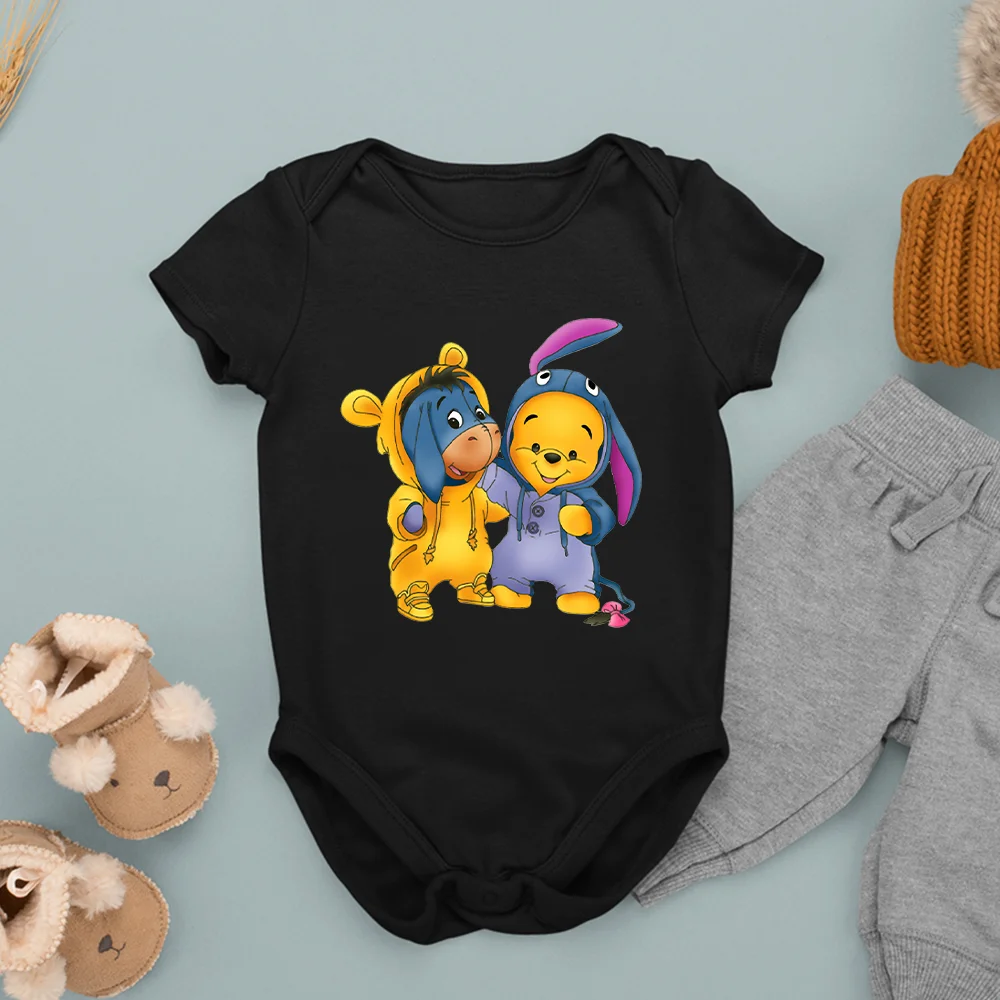 Winnie the Pooh Donkey Eeyore Wear Pajamas Print Infant Jumpsuit Short Sleeve Summer Baby Girl Boy Romper Newborn Clothes