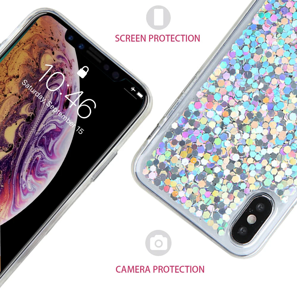 LAPOPNUT Luxury Sequins Glitter Phone Case for Iphone 11 Pro Xr Xs Max X 8 7 Plus 5E 2020 Shockproof Soft TPU Bumper Cover |