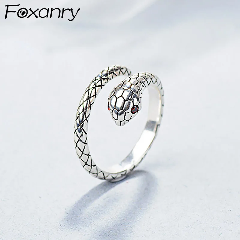 Кольцо Foxanry 925 с красными змеиными глазами для женщин модное простое винтажное