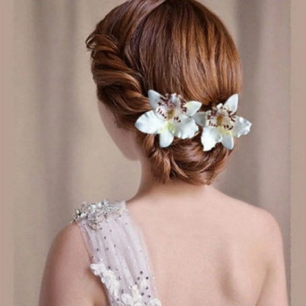 Богемный стиль Орхидея пион Свадебный Цветок Леопард заколка для волос женская