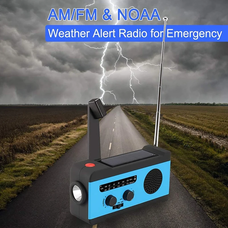 Солнечное радио Ручной Кривошип AM/FM/NOAA погодное аварийное с светодиодный фонарик