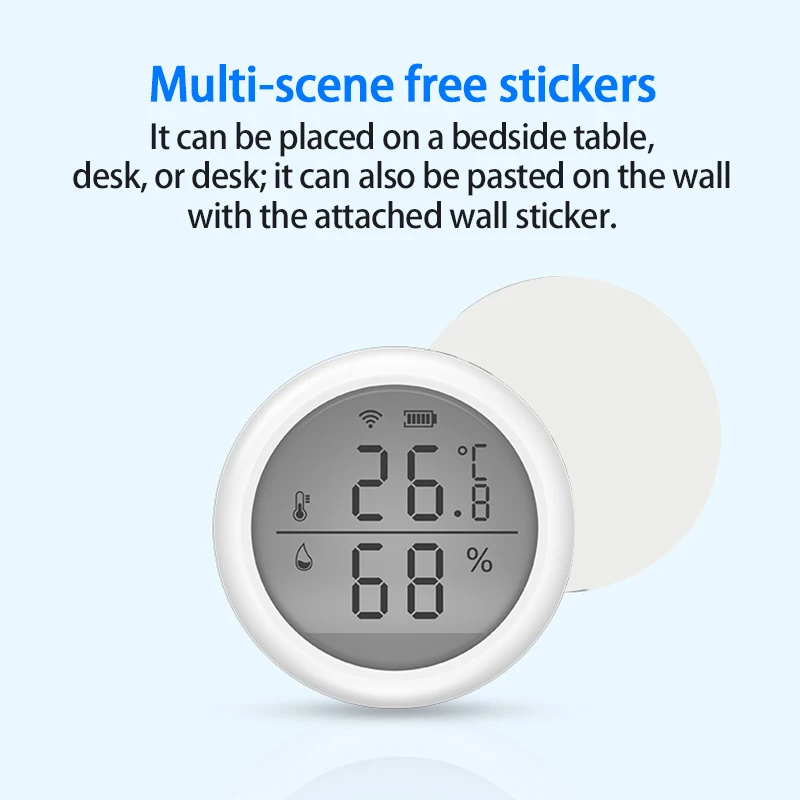 

WiFi Temperature and Humidity Sensor Ultra-low power consumption Battery Power With LCD Screen Display Alarm Push working with