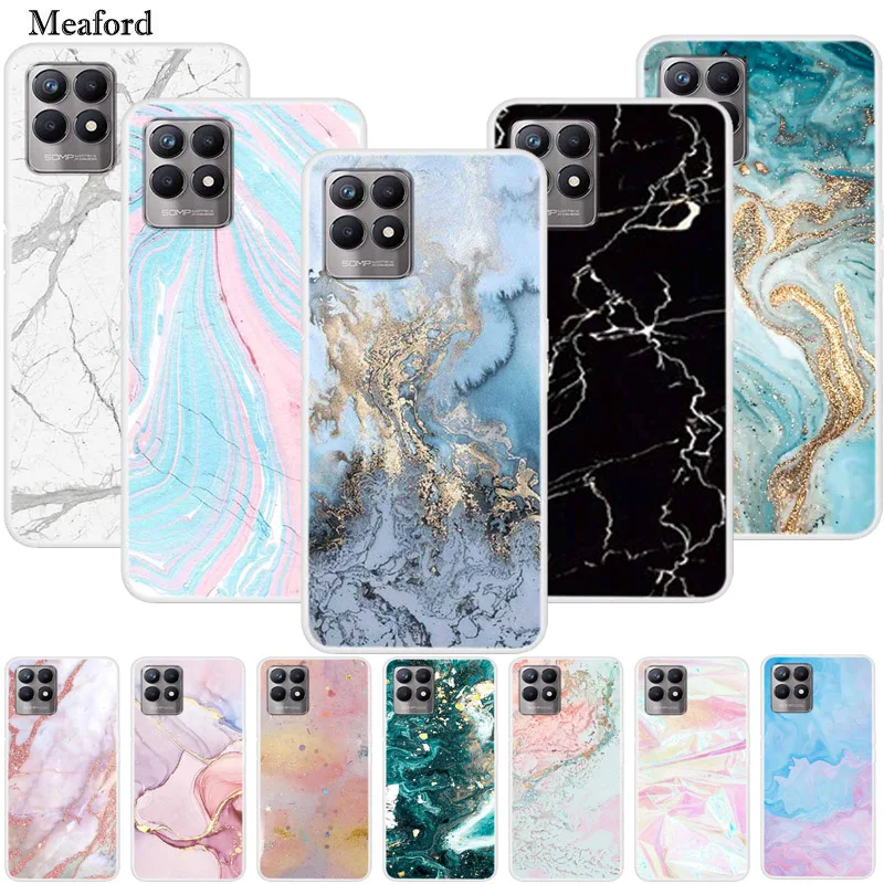 for oppo realme 8i case luxury silicone tpu soft cover phone case for realme 8 pro 4g 5g shockproof marble bumper funda coque free global shipping