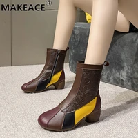 winter women boots 2021 new british style color matching warm boots casual party womens shoes platform boots cool fashion boots