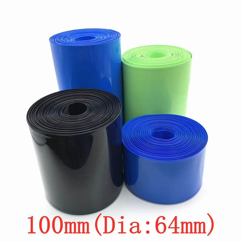

PVC Heat Shrink Tube 100mm Width Blue Black Green Shrinkable Cable Sleeve Sheath Pack Cover for 18650 Lithium Battery Film Wrap