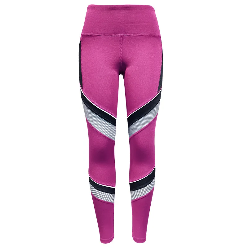 

2021 Fashion Gym Fitness Tights Yoga Pants High Waist Black Sport Pants With Mesh Pink Womens Push Up Yoga Leggings
