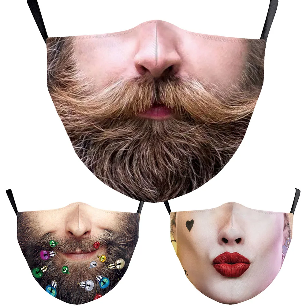 

Halloween Funny Women Men Unisex Cosplay Masks Bearded Santa Clown Face Mouth Scarf Decoration Dustproof Reusable Adult Mask