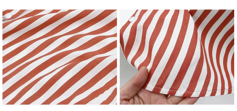 

office lady elegant striped turn-down collar woman shirts spring autumn slim long sleeve single breasted female blouse korean