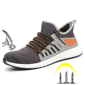 Мужская Уличная противоскользящая дышащая защитная Рабочая обувь со стальным носком, ботинки, Мужская защитная обувь с защитой от проколов