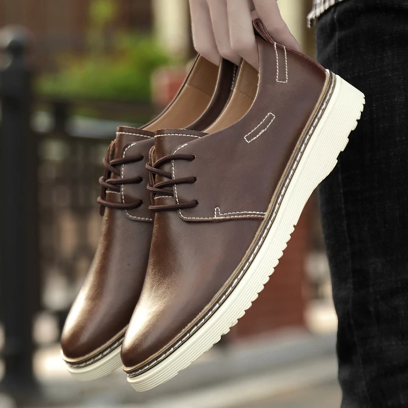 

Мужские Нескользящие кроссовки WIENJEE, черные повседневные кожаные туфли, осень 2020