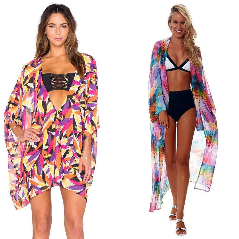 Пляжная накидка для женщин-подростков девушек размера плюс кимоно кардиган
