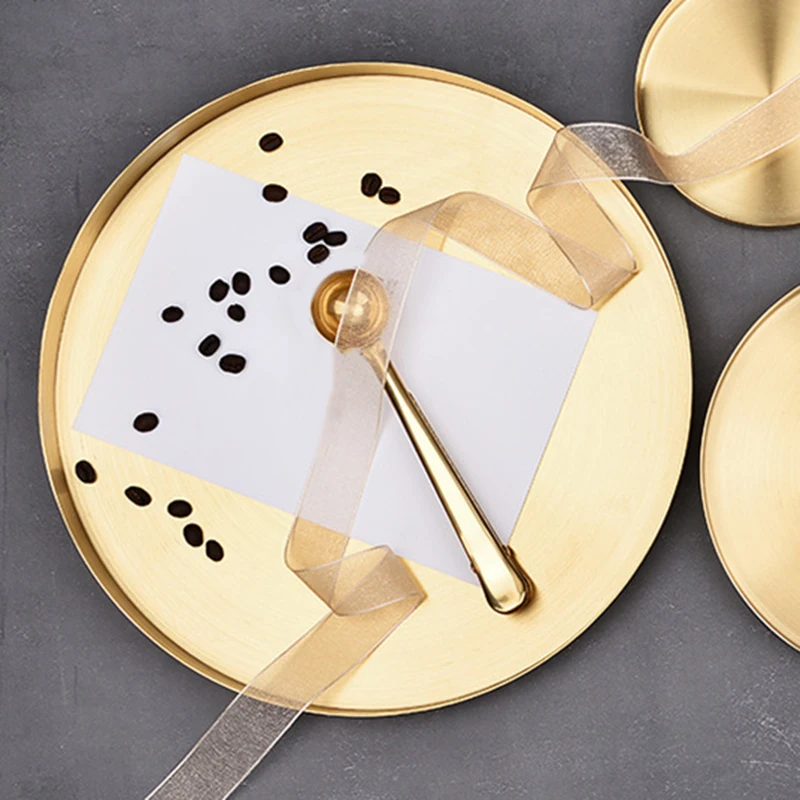 

Exquisite Home Gold Kitchen Space Saving Round Shape Jewelry Display Decorative Storage Tray Desktop Stainless Steel Bathroom