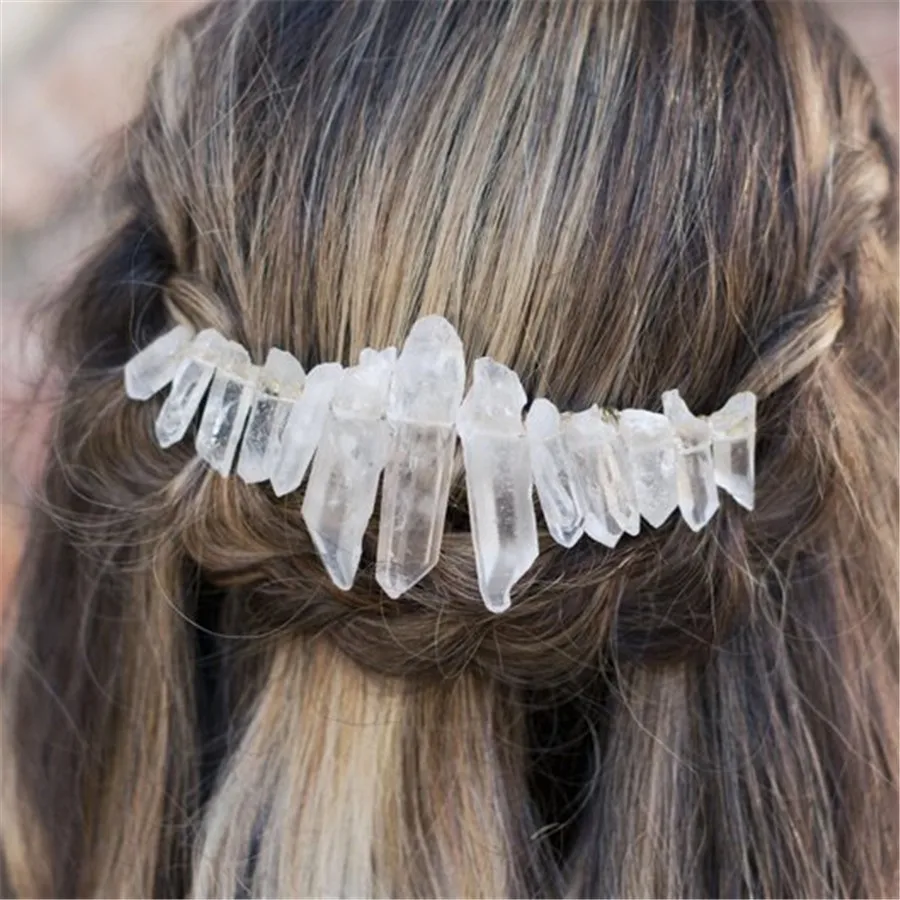 

Raw Quartz crystal wedding hair accessories Bridal hair comb hair fork hairpin witch party princess wedding bridesmaid gifts
