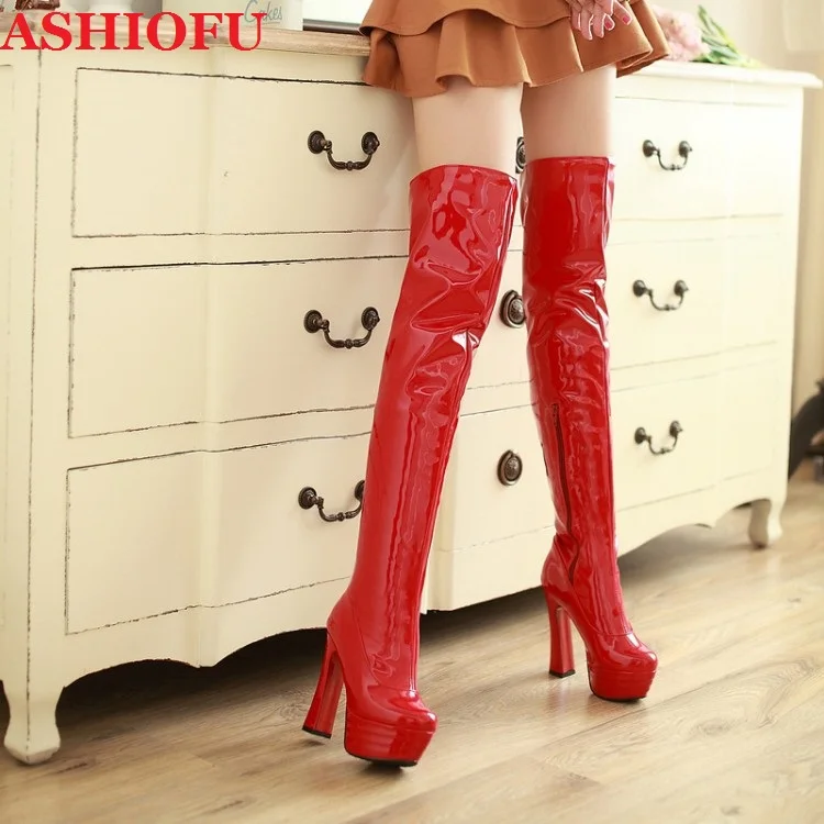 ASHIOFU/Лидер продаж Новый стиль MLL M 919 женские сапоги на толстом каблуке Пикантные