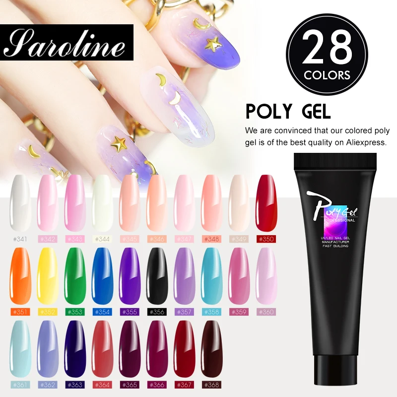 Полигель Saroline акриловый гель УФ для наращивания ногтей полигель прозрачный