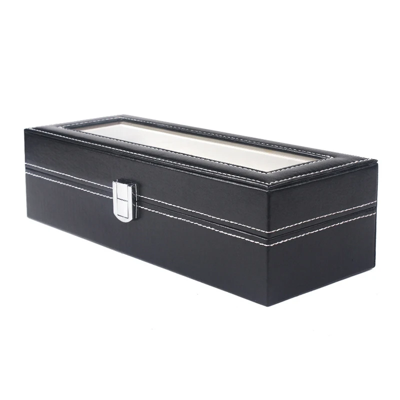 

6 Story New Leather Watch Storage Box Case Open Window Simple Gift Box Bracelet Plate Luxury Watches Packaging Finishing Case