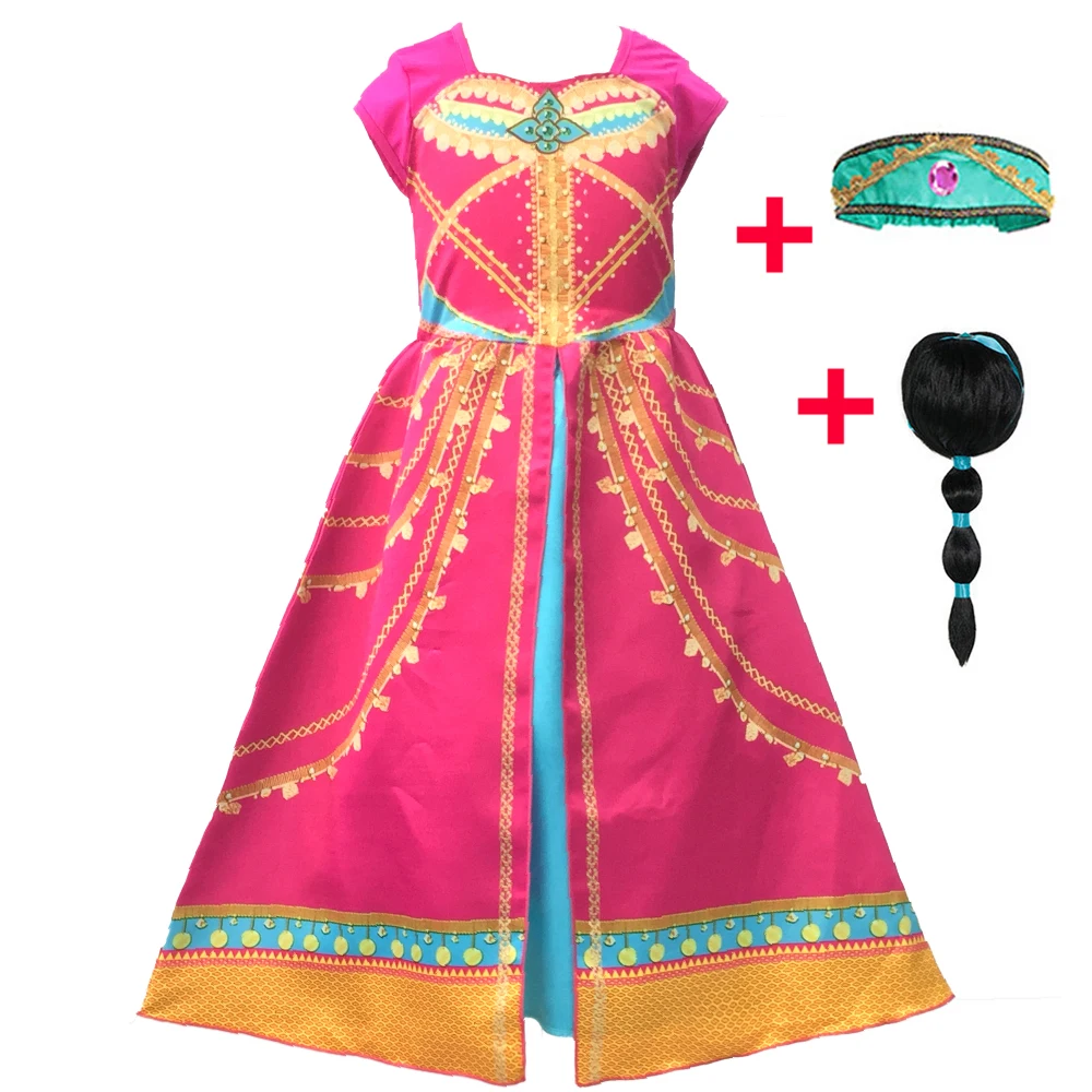 Жасмин Костюм Хэллоуин косплей парик костюм Новогодний подарок детский комплект