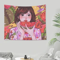 ins korean kawaii fruit girl tapestry wall hanging decor balcony room background wall tapestry 7395 tapiz beach towel polyester