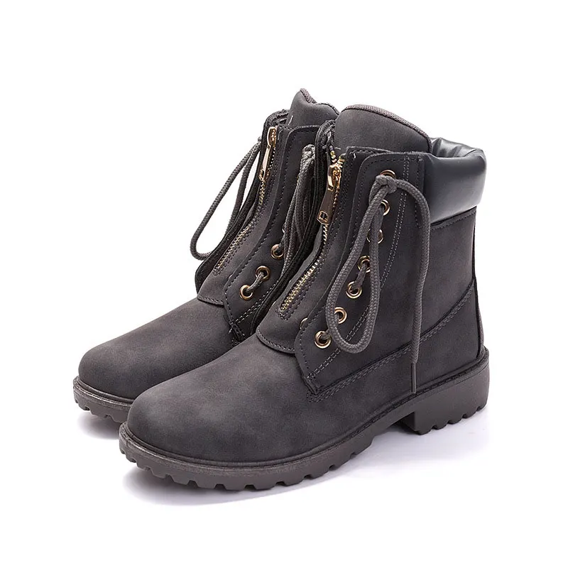 Dark Grey2 Женские ботинки; коллекция года; Лидер продаж; модная зимняя обувь; женские ботильоны с круглым носком; женские теплые бархатные зимние ботинки; женская обувь - Цвет: Dark Grey2