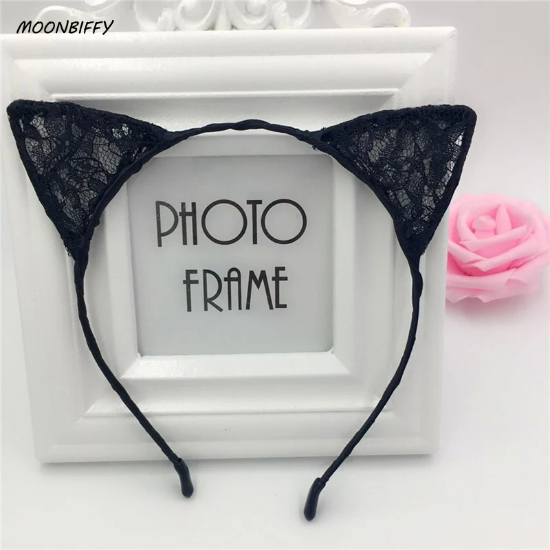 

MOONBIFFY 1PC New Summer Style Girls Lace Cat Ear Headband Hairband Princess Hair Accessories Headwear Sexy Cute Hair Band