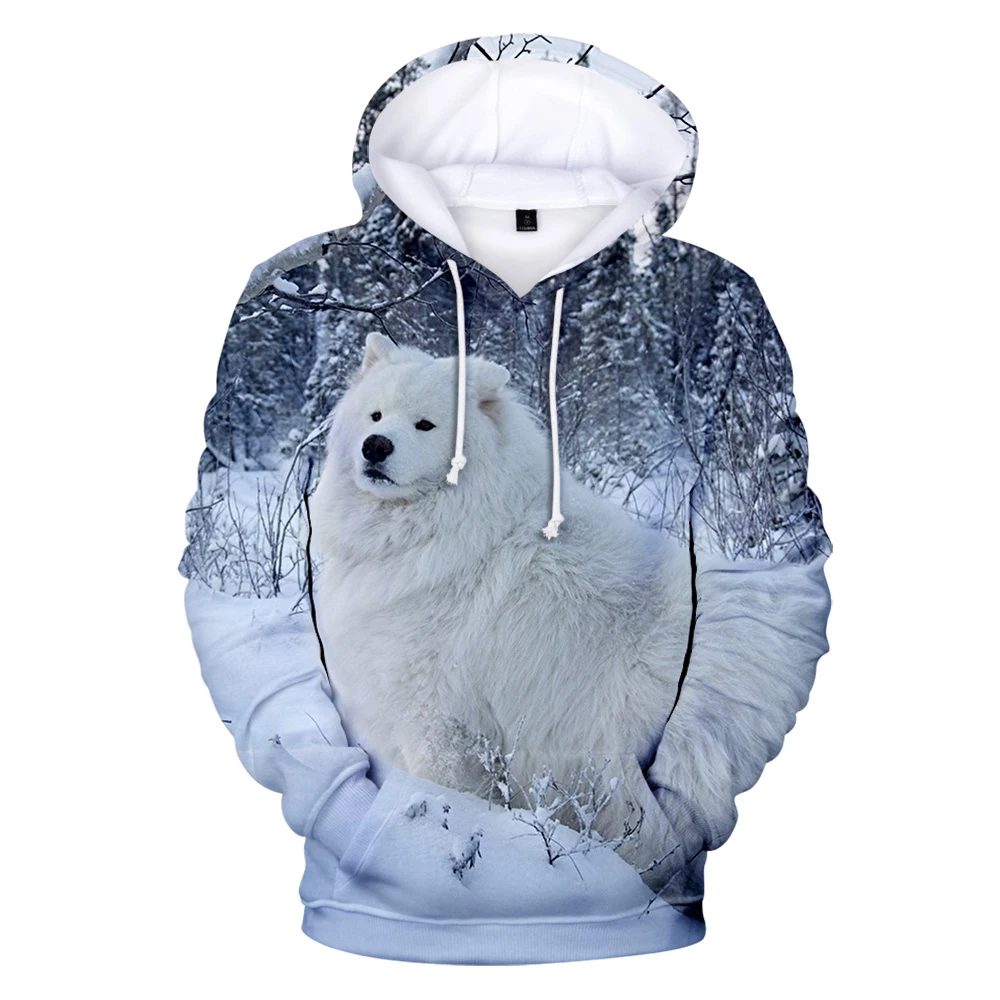 

Smiling Angel Samoyed Hoodies Women Men Casual Hooded 3D Print Sweatshirts Samoyed 3D Hoodies for Women Cute Pullover