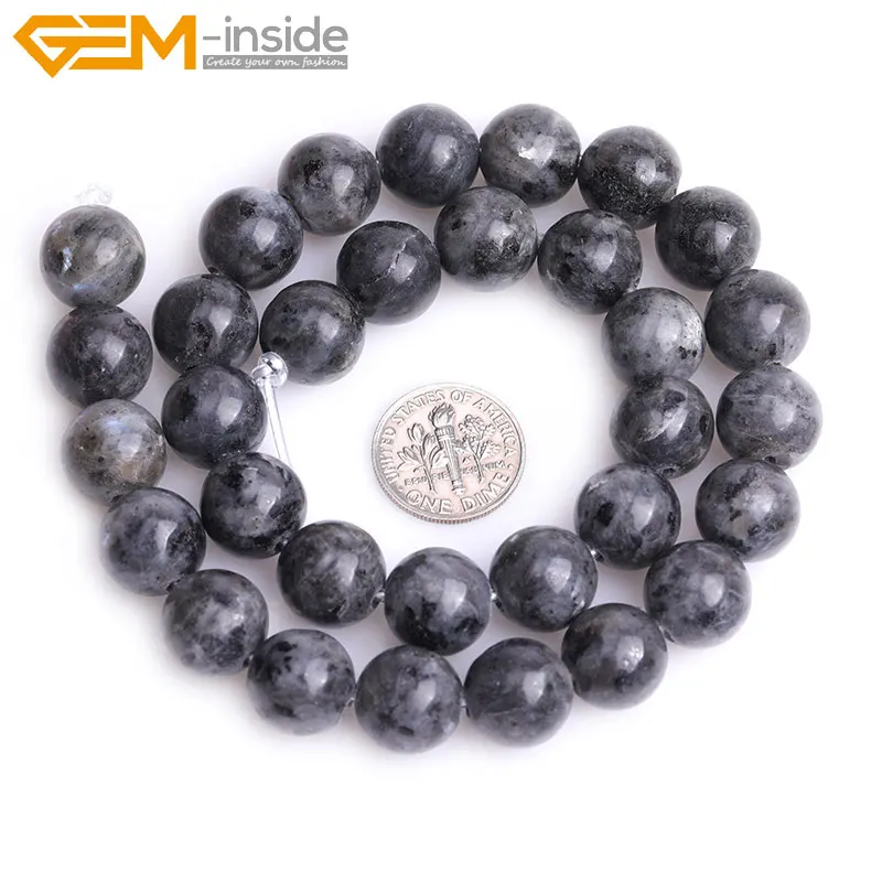 Бусины из натурального черного ларвикита с большим отверстием для изготовления