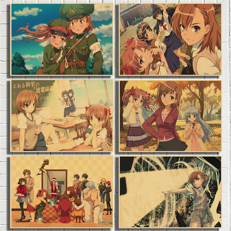 Плакат Аниме "Некоторые научные стрелки". Рисунок мальчика-волейболиста в стиле ретро на крафт-бумаге для декора стен в спальне, баре или кафе.