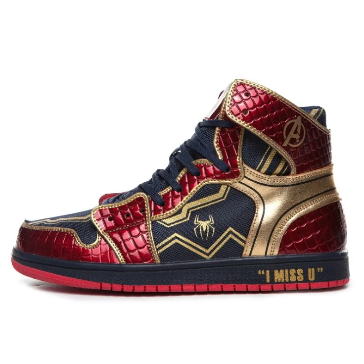Marvel joint shoes high top men's Spider-man Captain America Iron Man sneakers and women's | Тематическая одежда и